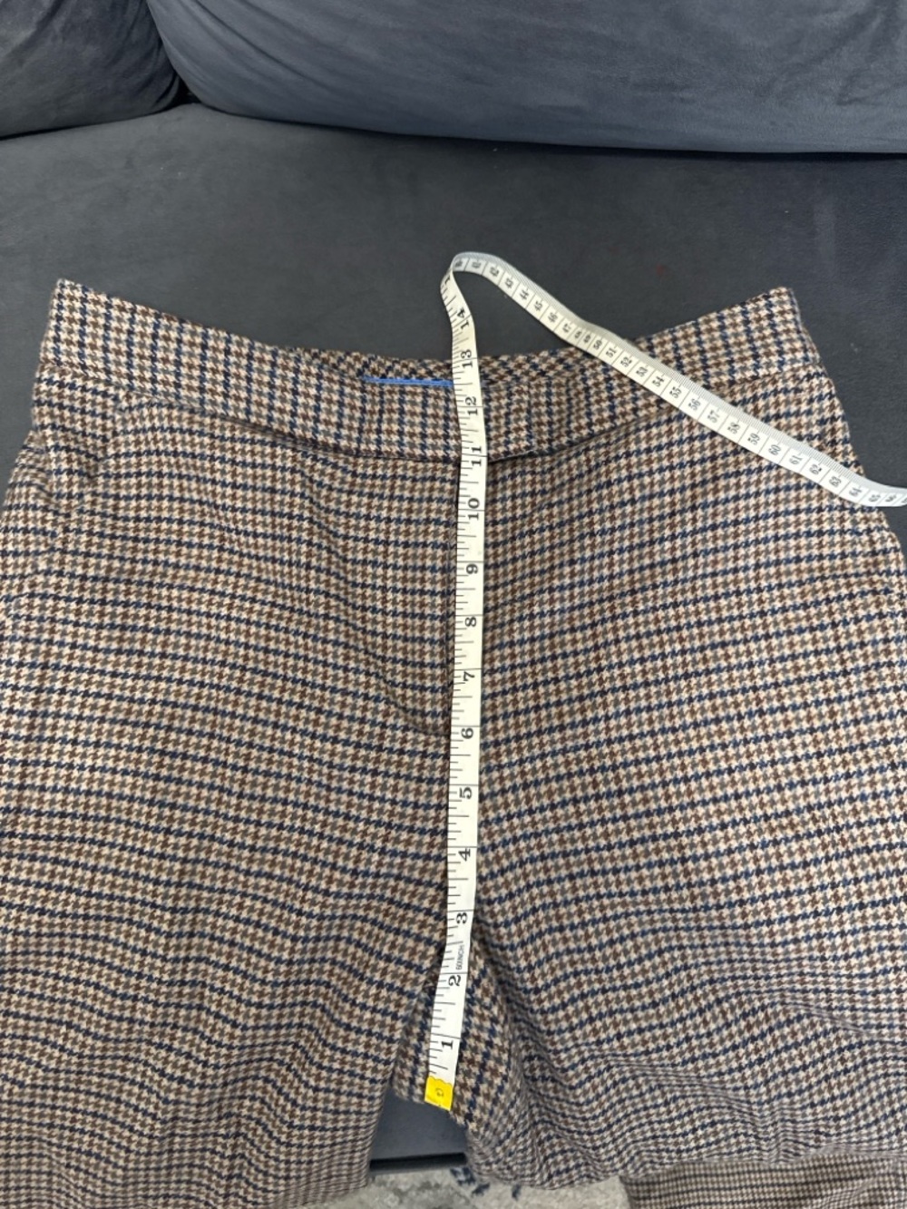 J McLaughlin Houndstooth Wool Blend Trousers Size 0 Brown Blue Made in Portugal - Picture 9 of 10